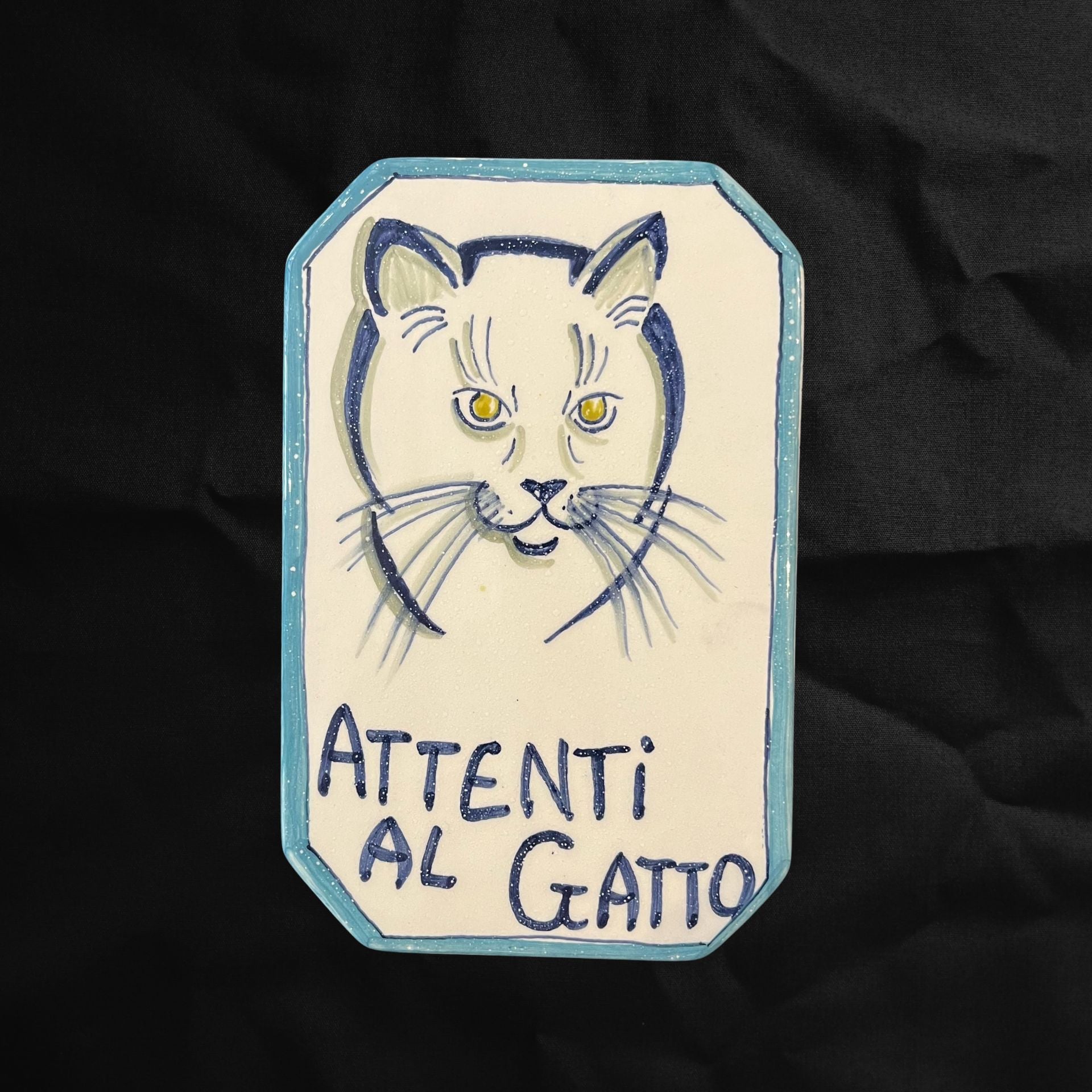 "Beware of the Cat" sign - Blue